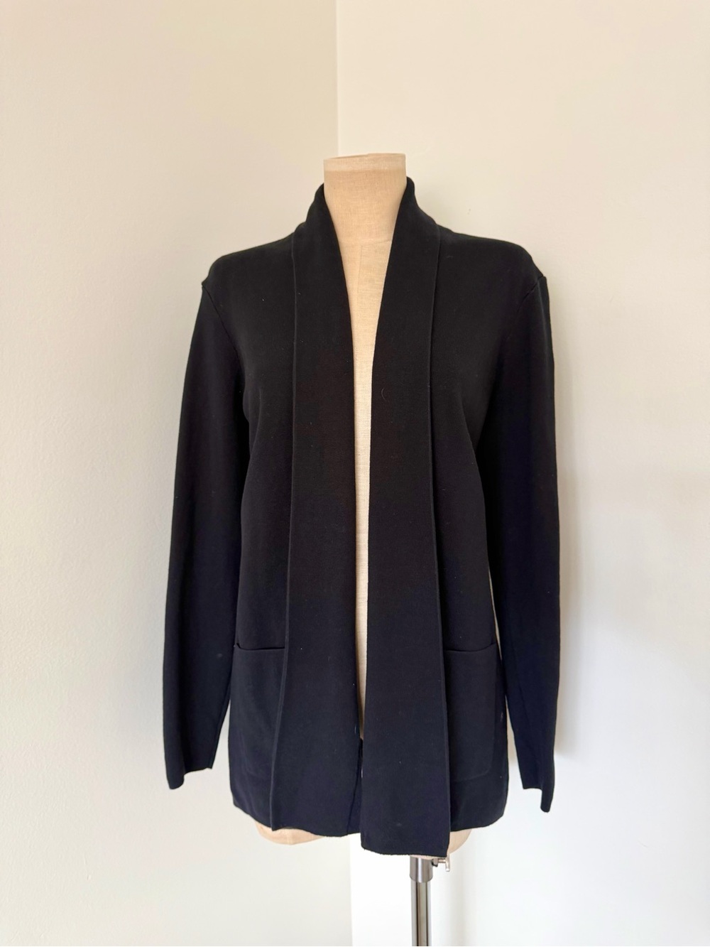 J. Crew Black Open-Front Knit Cardigan